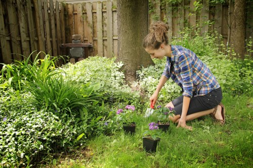 Gardening team clearing a communal garden in Shepherds Bush